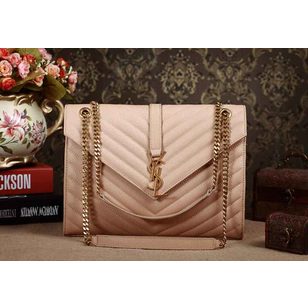 Carviar leather envelope metal chain shoulder bag