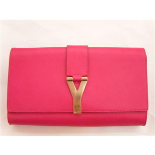 Pink Leather Clutch