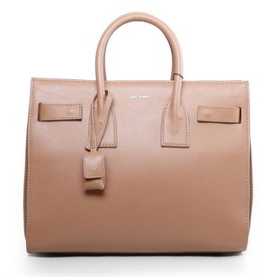 Beige leather handle bag