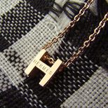 Hermes Rose Gold H Letter Pendant Necklace