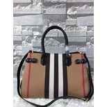 Burberry Large check fabric leather trim tote bag