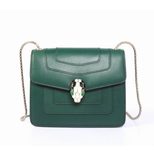 Bvlgari Dark Green Leather Serpenti Snake Closure Bag