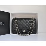 Chanel Black Lamb Skin Leather Quilting Chain Bag (Nickel)