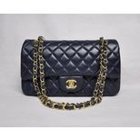 Chanel Blue Lamb Skin Leather 2.55 Classic flap bag (Gold)