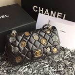 Chanel Imported lamb skin leather badge flap bag