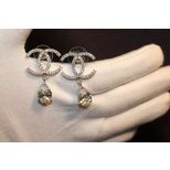 Chanel rhinestone double c waterdrop diamond pendant earrings