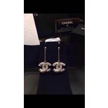 Chanel Rhinestone double C pendant earrings