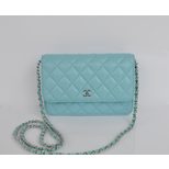 Chanel Blue lamb skin leather flap bag