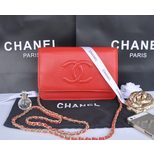 Chanel Red leather flap bag