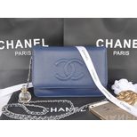 Chanel Dark blue leather flap bag