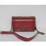 Chanel Red cow hide leather flap bag