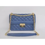 Chanel Blue lamb skin leather flap bag