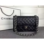 Chanel Original caviar leather jumbo flap bag with silver chain