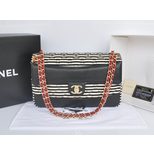 Chanel Original leather with strip fabric flap bag