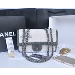 Chanel Dallas fashion show denim lamb wools original leather lining small flap bag