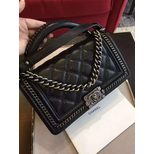 Chanel Original leather chain lace up edge flap boy bag