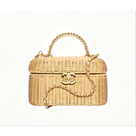 Chanel Vanity Case Braided Rattan & Gold-Tone Metal  Beige
