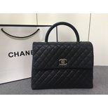 Chanel top grade caviar leather handle flap bag