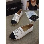 Chanel Calfskin leather rivet double C logo casual flats