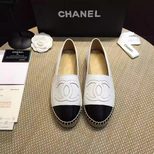 Chanel white lambskin leather espadrilles loafers