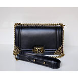 Chanel Black Leather Flap Shoulder Chain Bag