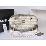 Chanel Stripe cotton fabric chain shoulder bag