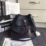 Chanel calfskin leather drawstring shoulder bag