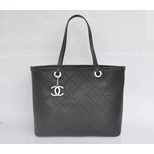 Chanel Black caviar leather shopping tote bag