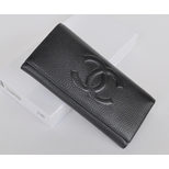 Chanel Leather double C log long wallet