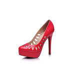 Christian Louboutin Red patent leather cut out platform pump