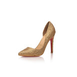 Christian Louboutin Gold pyrography gold satin pointed head pump