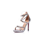 Christian Louboutin Rivet silver leather tie pump sandal