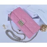 Dior Quilting original leather metal chain clutch wallet