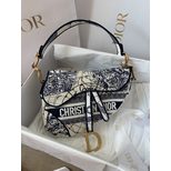 Dior Blue multicolor Around the world Embroidery saddle bag