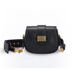 Dior D-FENCE MINI SADDLE BAG IN BLACK CALFSKIN