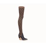 Fendi Stocking and black leather thigh-high boots