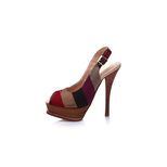 Fendi Multiple color stripe fabric peep toe platform pump