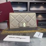 Ferragamo Imported lambskin leather Vara flap bag with card holder