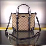 Gucci GG fabric leather trim handle tote