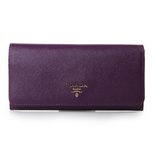 Prada Saffiano Leather Button Flap Closure Wallet