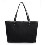 Gucci Black Fabric Leather Trim Tote Bag