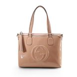 Gucci Beige soft patent leather zipper tote