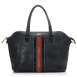 Gucci Black Leather Top Zip Tote with Center Calf Hair Detail