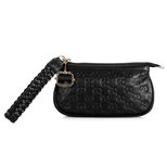 Gucci Black GG Embossed Leather Clutch with Woven Wristlet