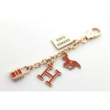 Hermes Gold Metal Dark Orange Enamel Bag Chain