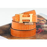 Hermes Gold Metal H Orange&Black croco Belt