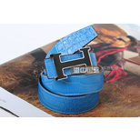 Hermes Nickel Enamel Metal H Blue&Black Croco Belt