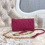 MIU MIU Original quilting lamb skin leather double zipper pocket chain shoulder bag