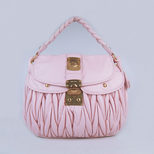 MIU MIU Pink Quilting Lamb Skin Leather Flap Lock Closure Handle Bag