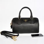 Prada Black Saffiano Leather Column Handle Bag